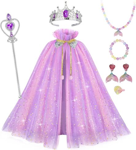 Princess Dress Up for Girls 3 4 5 6 7 8 ، لعب الملابس الصغيرة مع الرأس والتاج والوجود والمجوهرات ولعب أزياء الأطفال للهدية عيد ميلاد in Saudi Arabia