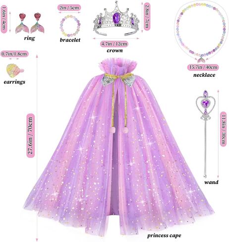 Princess Dress Up for Girls 3 4 5 6 7 8 ، لعب الملابس الصغيرة مع الرأس والتاج والوجود والمجوهرات ولعب أزياء الأطفال للهدية عيد ميلاد in Saudi Arabia
