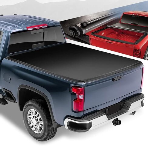 Auto Dynasty Soft Tri-Fold Truck Bed Tonneau Cover Compatible with 2020-2025 Chevy Silverado GMC Sierra 2500HD 3500HD 6Ft-9Inch Fleetside Bed, Matte Black Soft Vinyl Top 21 22 23 24 in Saudi Arabia