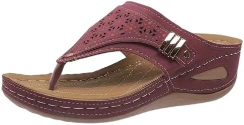 Thong Sandals for Women Casual Arch Support Slip On Buckle Strap Slippers Womens Flip Flops for Summer Beach Sandals Bathroom Waterproof Leather Shoes in Saudi Arabia