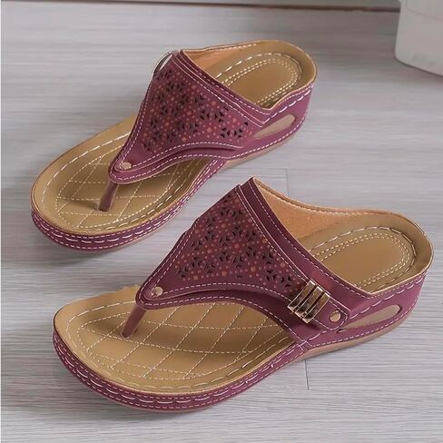 Thong Sandals for Women Casual Arch Support Slip On Buckle Strap Slippers Womens Flip Flops for Summer Beach Sandals Bathroom Waterproof Leather Shoes in Saudi Arabia