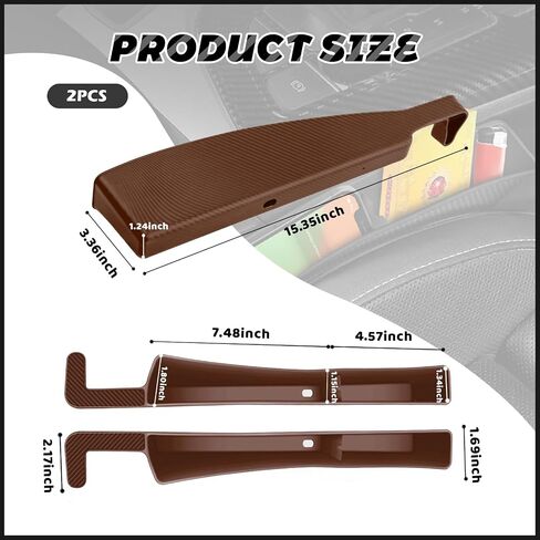 2PCS Car Seat Gap Filler Organizer with Charging Opening,Multifunctional Car Gap Filler Stop Things from Dropping,Universal Car Accessories Car Seat Storage Box for Phone Key Sunglasses in Saudi Arabia