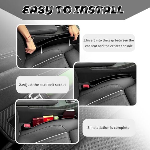 2PCS Car Seat Gap Filler Organizer with Charging Opening,Multifunctional Car Gap Filler Stop Things from Dropping,Universal Car Accessories Car Seat Storage Box for Phone Key Sunglasses in Saudi Arabia