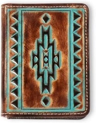Ariat Bifold Turquoise Outline Southwest Wallet ، Brown in Saudi Arabia