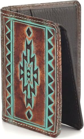 Ariat Bifold Turquoise Outline Southwest Wallet ، Brown in Saudi Arabia