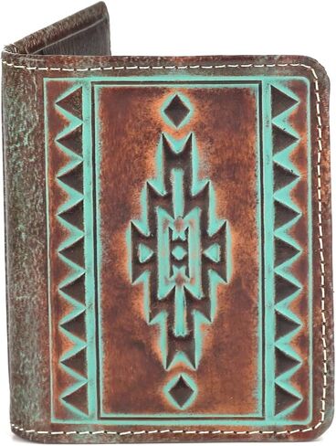 Ariat Bifold Turquoise Outline Southwest Wallet ، Brown in Saudi Arabia