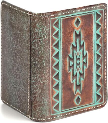 Ariat Bifold Turquoise Outline Southwest Wallet ، Brown in Saudi Arabia