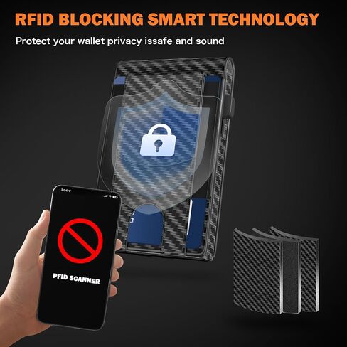 GIGIGO Wallet for Men, Mens Minimalist Wallet 9-12 Cards, Slim Compact Wallet with Money Clip & ID Window, RFID Blocking Smart Pop Up Card Wallet, Great Gifts（Carbon Fiber Black） in Saudi Arabia