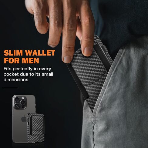 GIGIGO Wallet for Men, Mens Minimalist Wallet 9-12 Cards, Slim Compact Wallet with Money Clip & ID Window, RFID Blocking Smart Pop Up Card Wallet, Great Gifts（Carbon Fiber Black） in Saudi Arabia