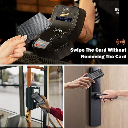 GIGIGO Wallet for Men, Mens Minimalist Wallet 9-12 Cards, Slim Compact Wallet with Money Clip & ID Window, RFID Blocking Smart Pop Up Card Wallet, Great Gifts（Carbon Fiber Black） in Saudi Arabia