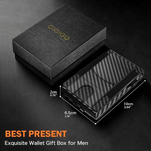 GIGIGO Wallet for Men, Mens Minimalist Wallet 9-12 Cards, Slim Compact Wallet with Money Clip & ID Window, RFID Blocking Smart Pop Up Card Wallet, Great Gifts（Carbon Fiber Black） in Saudi Arabia