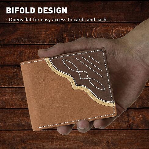 محفظة رانجلر للرجال bifold مع رقعة زاوية التباين ، جلد أصلي ، هدية له in Saudi Arabia