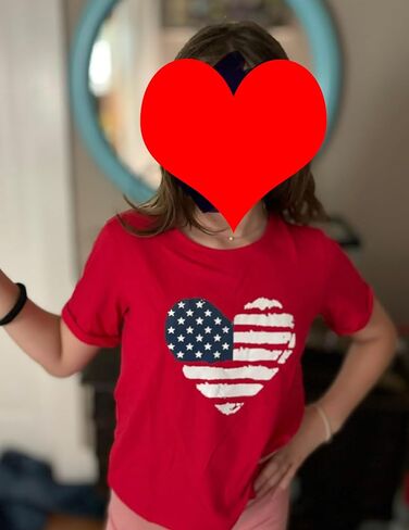 Arshiner Girls July 4th American Flag T Shirts Crop Top Short Sleeve Shirt Tee in Saudi Arabia