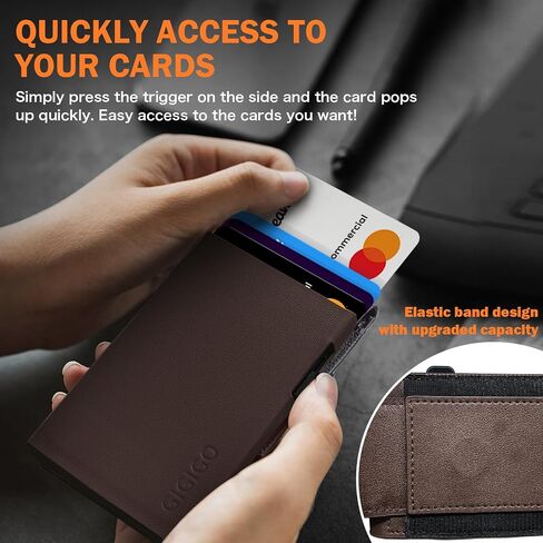 GIGIGO Wallet for Men, Mens Minimalist Wallet 9-12 Cards, Slim Compact Wallet with Money Clip & ID Window, RFID Blocking Smart Pop Up Card Wallet, Great Gifts（Carbon Fiber Black） in Saudi Arabia
