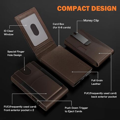 GIGIGO Wallet for Men, Mens Minimalist Wallet 9-12 Cards, Slim Compact Wallet with Money Clip & ID Window, RFID Blocking Smart Pop Up Card Wallet, Great Gifts（Carbon Fiber Black） in Saudi Arabia