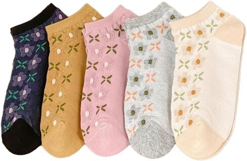 Cute Floral Ankle Socks for Women Girls, Ruffle Cuff Cotton Socks in Kuwait