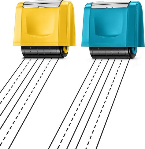 Sherr 2 Pack Double Stack Dashed Line Roller Stamp Self Inking Rolling Stamp Black Ink Handwriting Practice Tool for Teachers Home Primary School Special Educational Kindergarten, Green, Pink in Saudi Arabia
