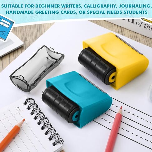Sherr 2 Pack Double Stack Dashed Line Roller Stamp Self Inking Rolling Stamp Black Ink Handwriting Practice Tool for Teachers Home Primary School Special Educational Kindergarten, Green, Pink in Saudi Arabia