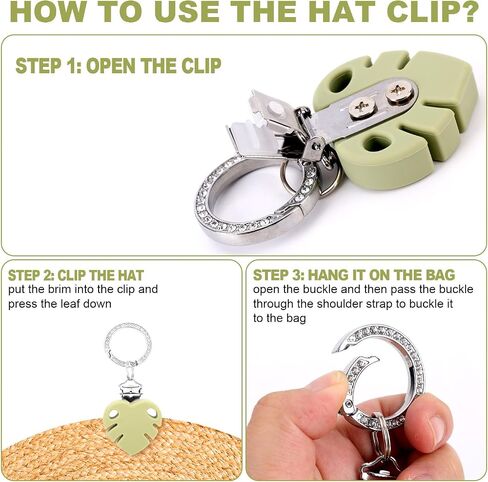 2pcs Silicone Hat Clips for Travel Bags, Anti-Lost Secure Sunhat Holder for Backpack Luggage Bogg Bags Women's Travel Accessories (Leaves) in Saudi Arabia