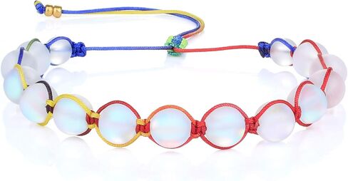 Kelitch Mermaid Moonstone Bracelet Glass Helded Link Strand Friendship Cuff for Women Bercele in Saudi Arabia