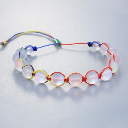 Kelitch Mermaid Moonstone Bracelet Glass Helded Link Strand Friendship Cuff for Women Bercele in Saudi Arabia