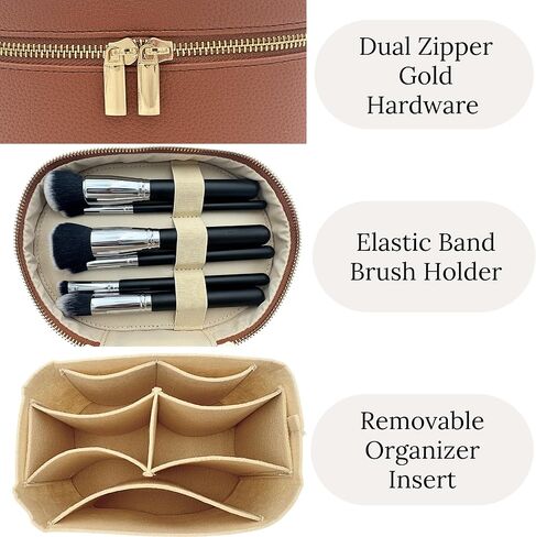 Vanity Case Makeup Bag with Removable Organizer Divider, Travel Toiletry Cosmetic Organizer for Women in Kuwait