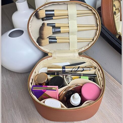 Vanity Case Makeup Bag with Removable Organizer Divider, Travel Toiletry Cosmetic Organizer for Women in Kuwait