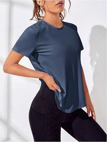 Oyoangle Women's Open Back Sports Therts Mesh Twist Workout Gym Running Yoga Tops in Saudi Arabia
