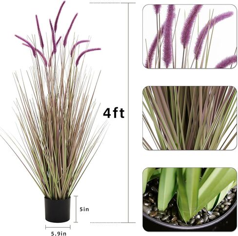 كول الاصطناعي 4ft من ريد العشب القصب ، 47.2in مصطنعة داخلية مصطنعة في الهواء الطلق نبات العشب المزيف ، مكتب الزفاف المنزلي النباتات الاصطناعية والزهور في وعاء فو النباتية الخضراء ، هدية المنزل in Kuwait