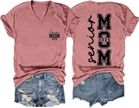 Senior Mom 2026 Shirt Graduation T Shirts Graduate Mama Tshirt Short Sleeve Womens Tops V Neck Graphic Tees in Kuwait