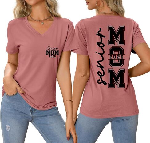 Senior Mom 2026 Shirt Graduation T Shirts Graduate Mama Tshirt Short Sleeve Womens Tops V Neck Graphic Tees in Kuwait