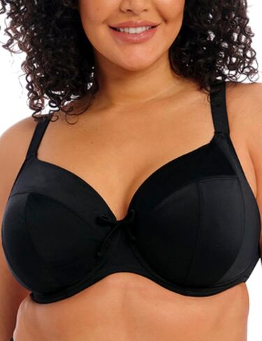 Elomi Plus Size Plain Sailing Plunge Bikini Top 40JJ, Black in Saudi Arabia