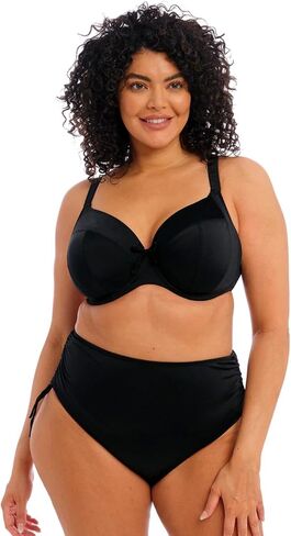 Elomi Plus Size Plain Sailing Plunge Bikini Top 40JJ, Black in Saudi Arabia