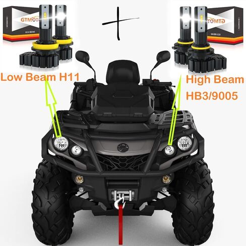 Can Am Outlander 650 850 1000 × المصابيح الأمامية مصابيح LED ، Combo H11 9005 ، 6000K White Can-Atv Lights Ofrroad Limited ، 4 حزمة in Saudi Arabia