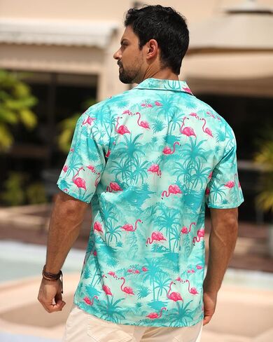 APTRO Men's Hawaiian Shirt Short Sleeve Tropical Vacation Button Down Beach Floral Palm Shirts in Saudi Arabia