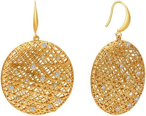 18K gold earrings, suitable for women, light weight, thick and sturdy, hypoallergenic, thick opening, twisted shape earring set, jewelry gift big in Saudi Arabia