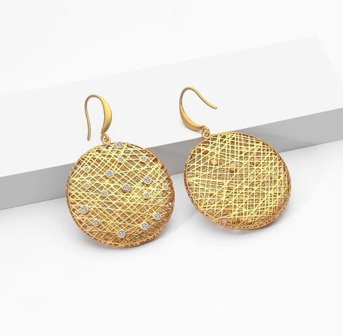 18K gold earrings, suitable for women, light weight, thick and sturdy, hypoallergenic, thick opening, twisted shape earring set, jewelry gift big in Saudi Arabia