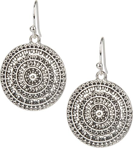 Boho Gold Hoop Drop Earrings with Lightweight Filigree Medallion Charm – 1.75 Inch Vintage-Inspired Dangle Earrings – Festival, Everyday, or Gift Jewelry for Women in Saudi Arabia