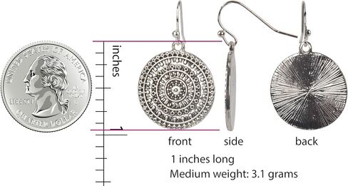 Boho Gold Hoop Drop Earrings with Lightweight Filigree Medallion Charm – 1.75 Inch Vintage-Inspired Dangle Earrings – Festival, Everyday, or Gift Jewelry for Women in Saudi Arabia