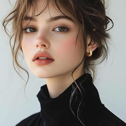 أقراط ذهبية من الذهب 14 كيلو آرنجات للنساء العصرية الناضجة والثقة مع النقوش المعينية حلق مكتنزة مكتنزة سميكة للنساء 20 ملم in Kuwait