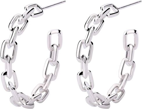 أقراط طوق للنساء - سلسلة أقراط الأقطاب الذهب/الذهب الأبيض - ارتباط أقراط مسمار الرابط in Kuwait