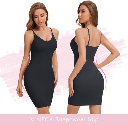 Shapewear Slip for Women Under Dress Tummy Control Full Slip V Neck Shaping Dress With Adjustable Spaghetti Strap in Kuwait