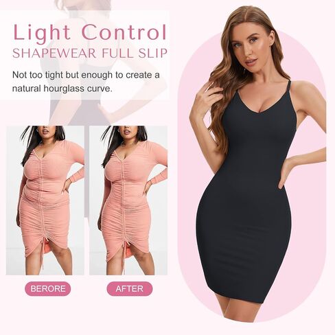 Shapewear Slip for Women Under Dress Tummy Control Full Slip V Neck Shaping Dress With Adjustable Spaghetti Strap in Kuwait
