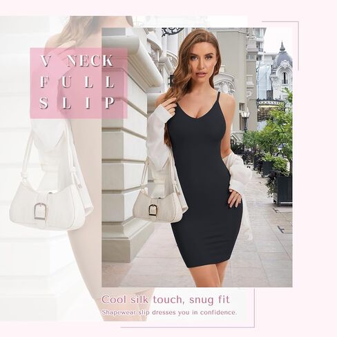 Shapewear Slip for Women Under Dress Tummy Control Full Slip V Neck Shaping Dress With Adjustable Spaghetti Strap in Kuwait