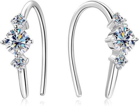 14K الذهب على S925 STERLING SILVER 0.5 قيراط مقاطع مقاطع أقراط الماس مع وضوح VVS1 ， الأقراط الأنيقة على شكل حرف U للنساء ، هدية مدروسة in Saudi Arabia