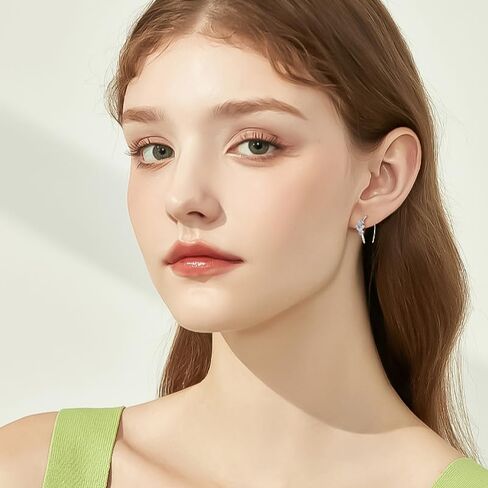 14K الذهب على S925 STERLING SILVER 0.5 قيراط مقاطع مقاطع أقراط الماس مع وضوح VVS1 ， الأقراط الأنيقة على شكل حرف U للنساء ، هدية مدروسة in Saudi Arabia
