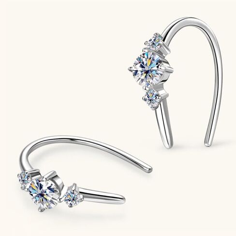 14K الذهب على S925 STERLING SILVER 0.5 قيراط مقاطع مقاطع أقراط الماس مع وضوح VVS1 ， الأقراط الأنيقة على شكل حرف U للنساء ، هدية مدروسة in Saudi Arabia