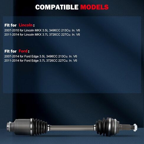 cciyu Front Right CV Axle Shaft Assembly for Ford for Edge 2007-2014,for Lincoln for MKX 2007-2014 (1 Pack) in Saudi Arabia