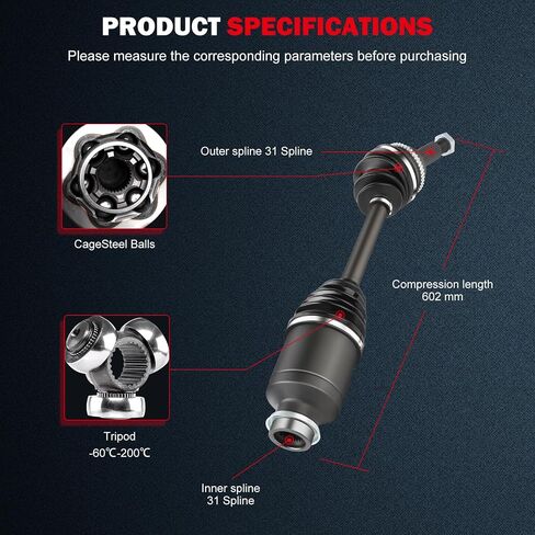cciyu Front Right CV Axle Shaft Assembly for Ford for Edge 2007-2014,for Lincoln for MKX 2007-2014 (1 Pack) in Saudi Arabia
