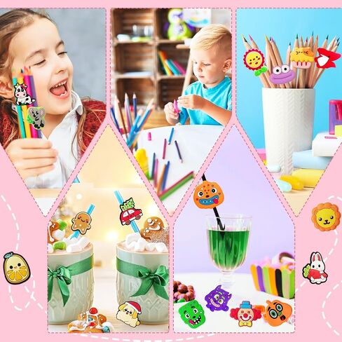 100 جهاز كمبيوتر شخصى لطيف قلم رصاص ممتاز الديكور، Kawaii القلم القش كليب اكسسوارات الديكور، سحر أعلى قلم رصاص للتلاميذ، الصغار، الأطفال، اللوازم المدرسية، مكافأة الفصول الدراسية، الجوائز، الهدايا، السائبة عشوائية مختلفة الكرتون in Saudi Arabia